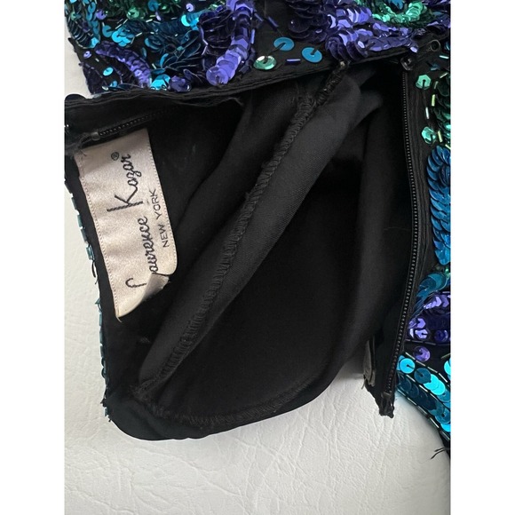 Laurence Kazar Vintage Beaded Multicolor Purple Long Sleeve Silk Top Festival - Picture 4 of 12